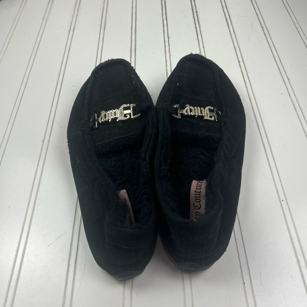 Juicy Couture Vintage Y2K Black Fuzzy Moccasin Slip On Loafers Womenโs Size 8 - Picture 7 of 9